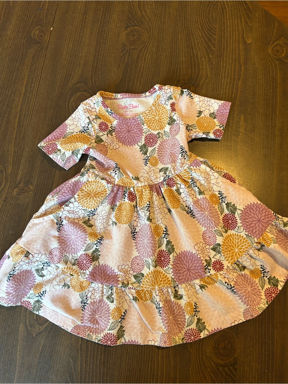 RuffleButts Floral Tiered Dress Size 2T Fall Flowers